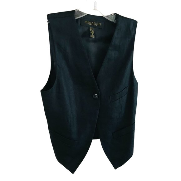 Dana Brooke Black Linen Vest - Picture 1 of 9
